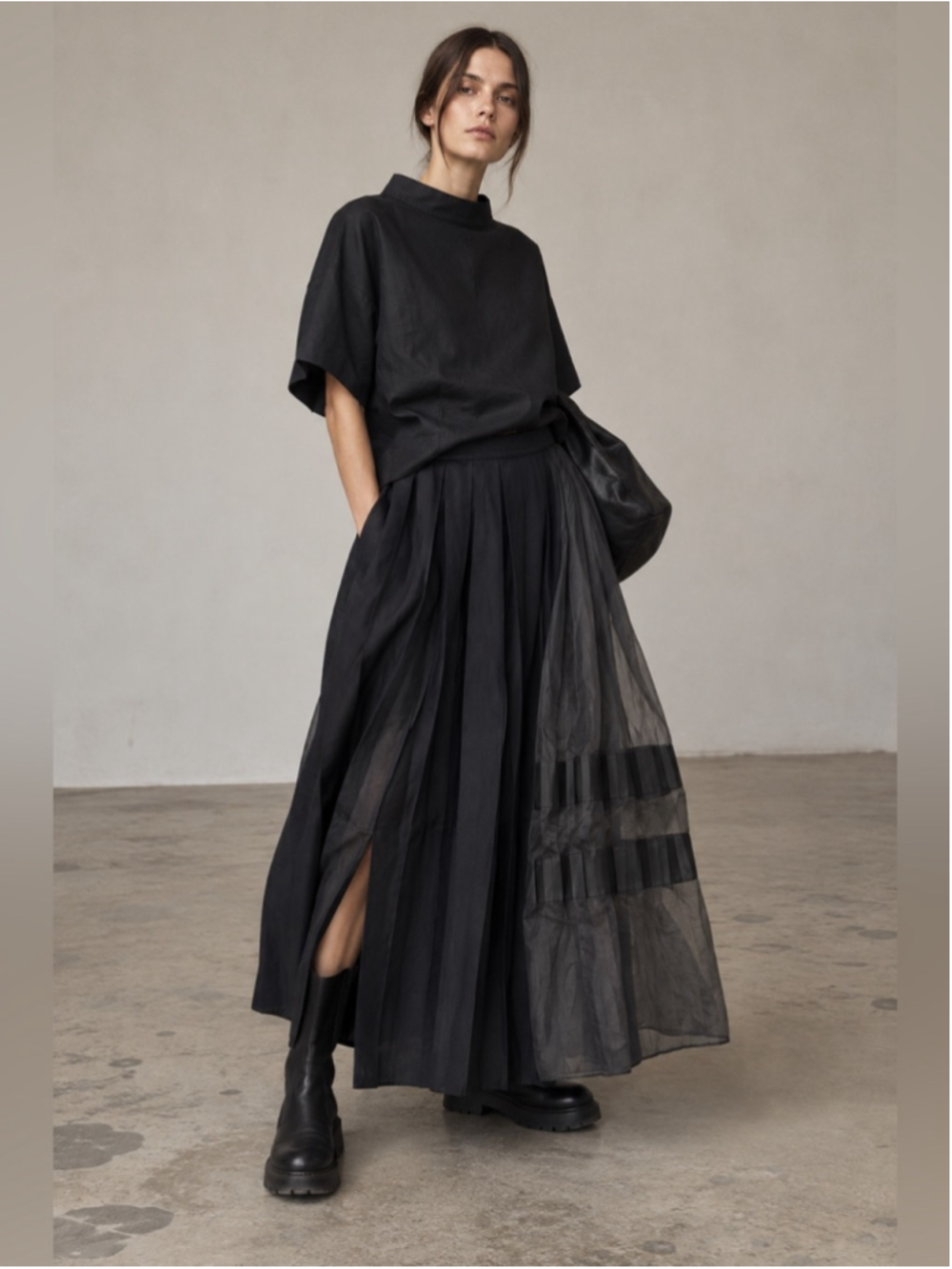 Tout à Coup Black Sheer Maxi Skirt Avant Garde Japanese Style S Lined